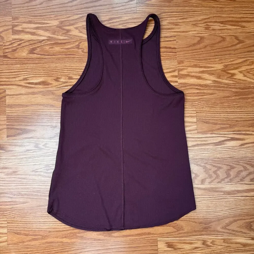 Nike Yoga Luxe SE Ribbed Tank Top Burgundy Crush Womens Sz M